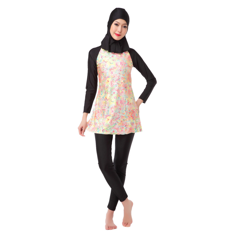 Women&apos;s Muslim swimsuit lady&apos;s a three-piece suit consists of cap, jacket and pant woman&apos;s swimwear