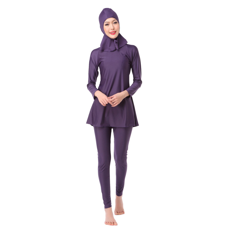 Women&apos;s Islamic swimsuit lady&apos;s a three-piece suit consists of cap, jacket and pant woman&apos;s swimwear