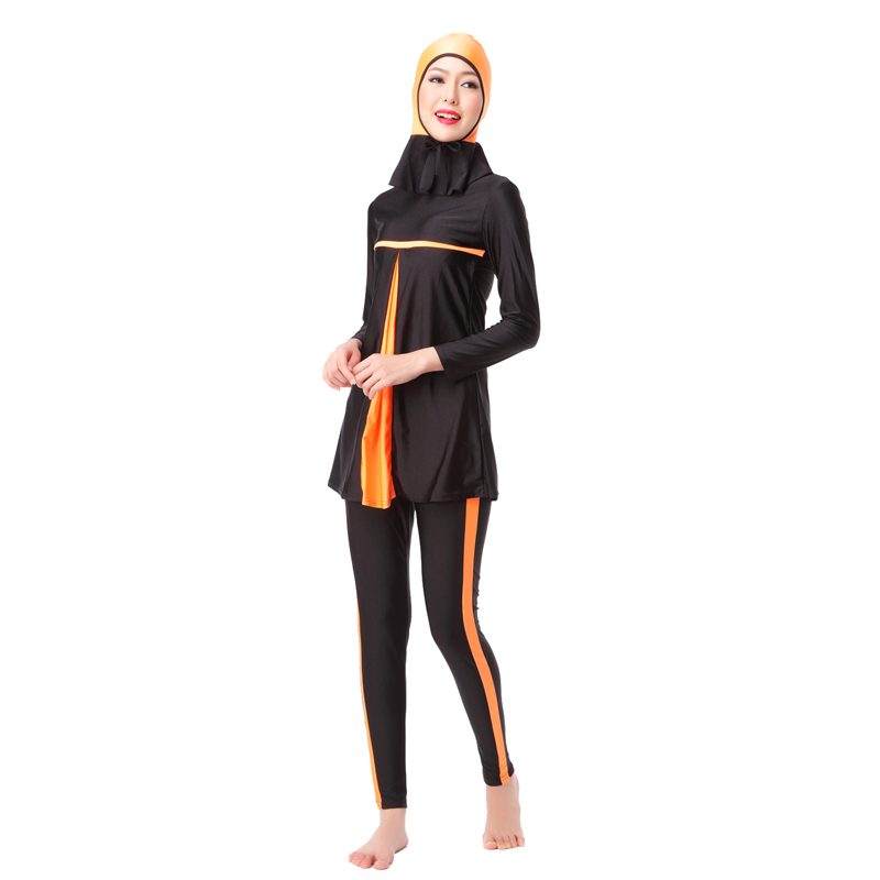 Women&apos;s Muslim swimsuit lady&apos;s a three-piece suit consists of cap, jacket and pant woman&apos;s swimwear