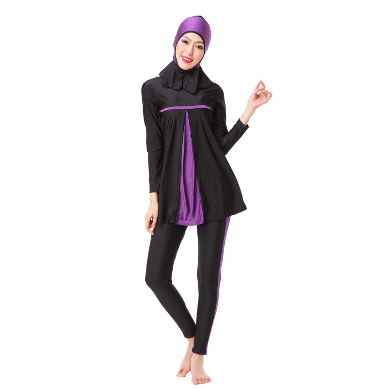 Women&apos;s Muslim swimsuit lady&apos;s a three-piece suit consists of cap, jacket and pant woman&apos;s swimwear