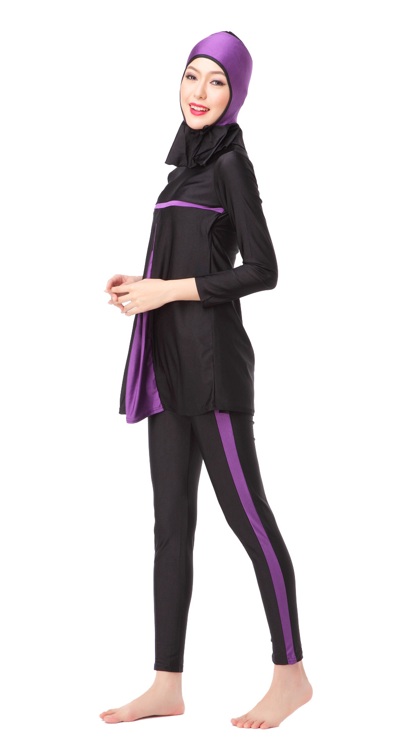 Women&apos;s Muslim swimsuit lady&apos;s a three-piece suit consists of cap, jacket and pant woman&apos;s swimwear
