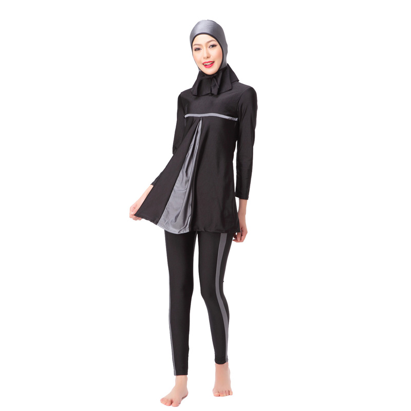 Women&apos;s Muslim swimsuit lady&apos;s a three-piece suit consists of cap, jacket and pant woman&apos;s swimwear