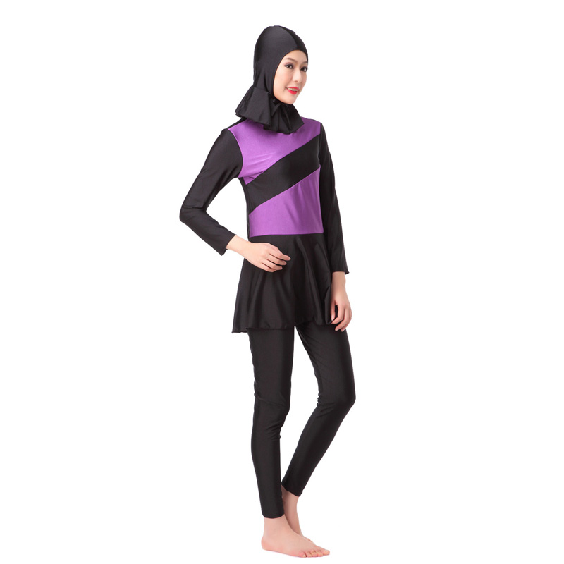 Women&apos;s Muslim swimsuit lady&apos;s a three-piece suit consists of cap, jacket and pant woman&apos;s swimwear