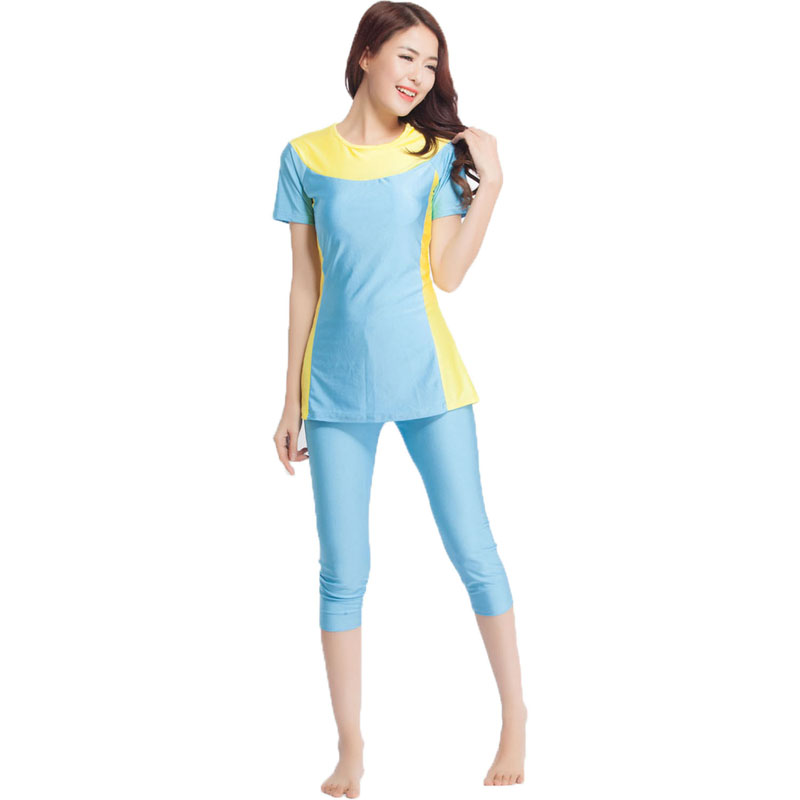Women&apos;s Islamic Muslim swimsuit lady&apos;s a two-piece suit consists of jacket and pant woman&apos;s swimwear