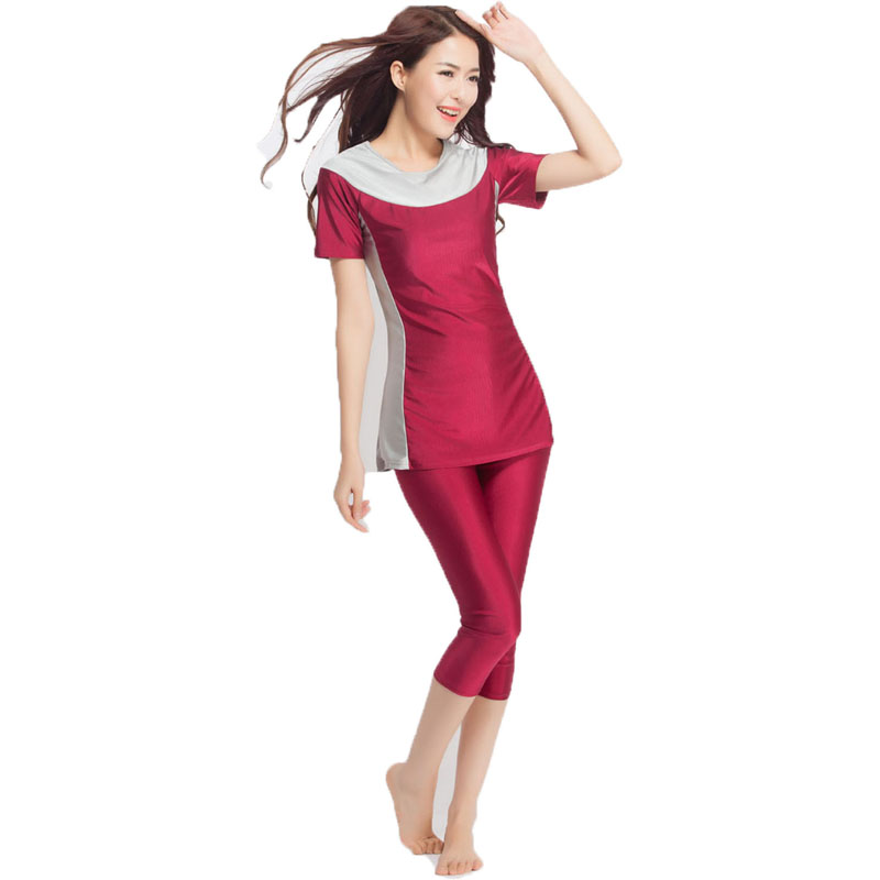 Women&apos;s Islamic Muslim swimsuit lady&apos;s a two-piece suit consists of jacket and pant woman&apos;s swimwear
