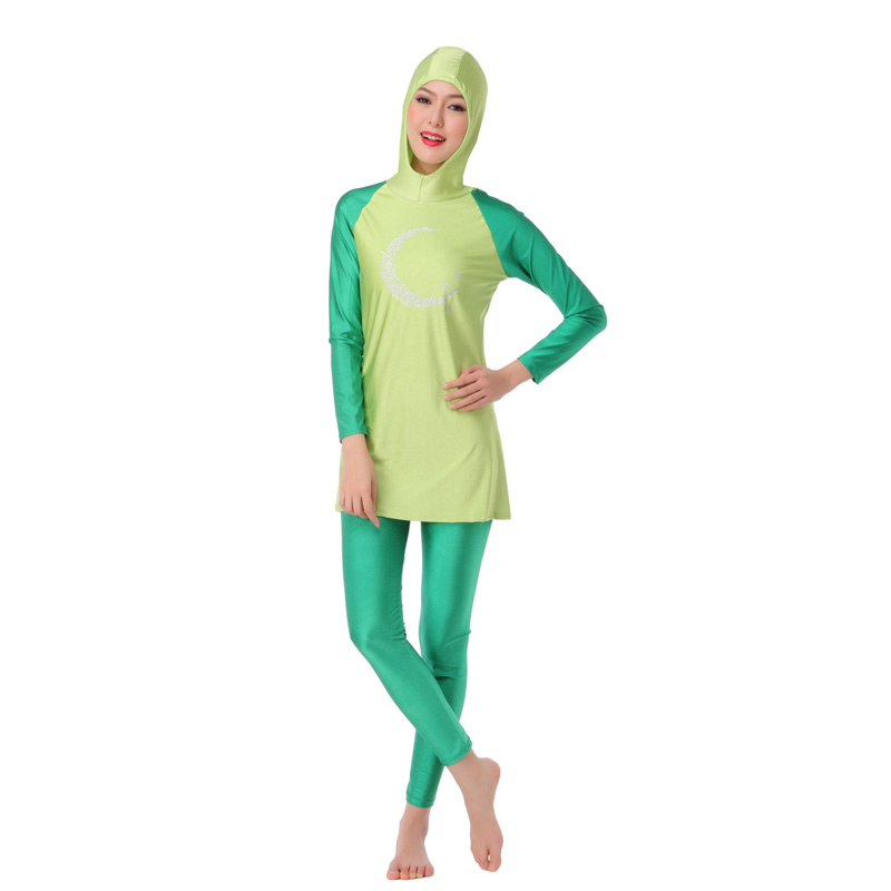 Women&apos;s Muslim swimsuit lady&apos;s A two-piece suit consists of cap and jacket together woman&apos;s swimwear