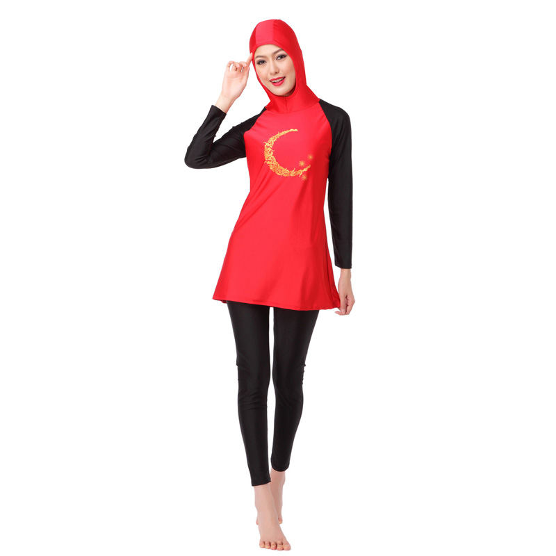Women&apos;s Muslim swimsuit lady&apos;s A two-piece suit consists of cap and jacket together woman&apos;s swimwear