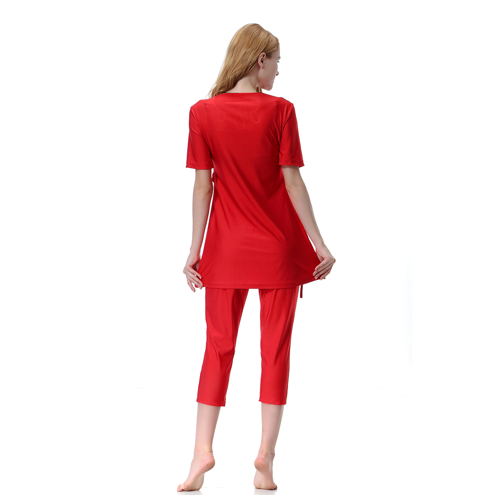 Women&apos;s Muslim swimsuit lady&apos;s a three-piece suit consists of cap, coat and pant woman&apos;s swimwear