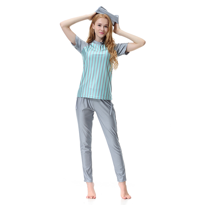 Women's Muslim swimsuit lady's a three-piece suit consists of cap, coat and pant woman's swimwear