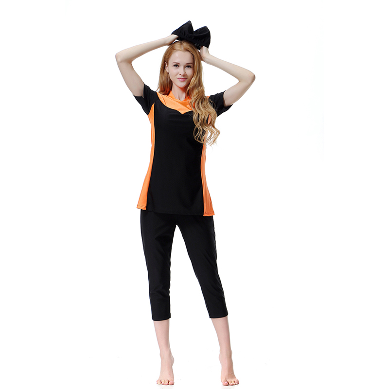 Women&apos;s Islamic swimsuit lady&apos;s a three-piece suit consists of cap, coat and pant woman&apos;s swimwear