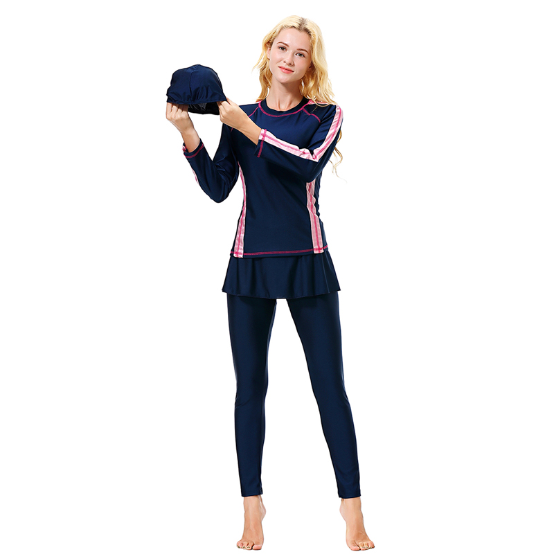 Women&apos;s Islamic Muslim swimsuit lady&apos;s a three-piece suit consists of cap, coat and pant
