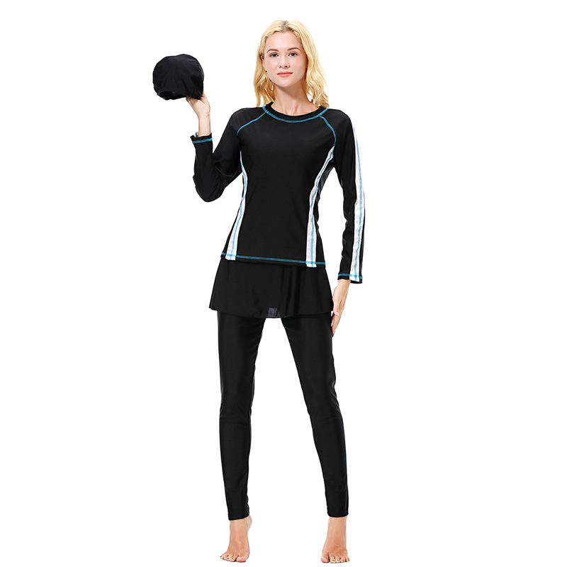 Women&apos;s Islamic Muslim swimsuit lady&apos;s a three-piece suit consists of cap, coat and pant