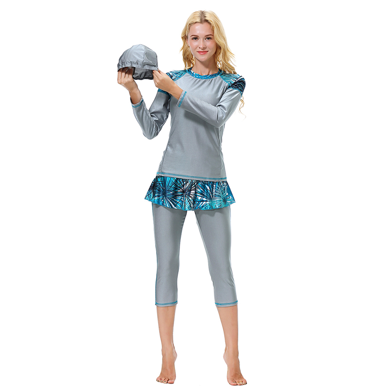 Women&apos;s Islamic clothing Muslim swimsuit lady&apos;s a three-piece suit consists of cap, coat and pant