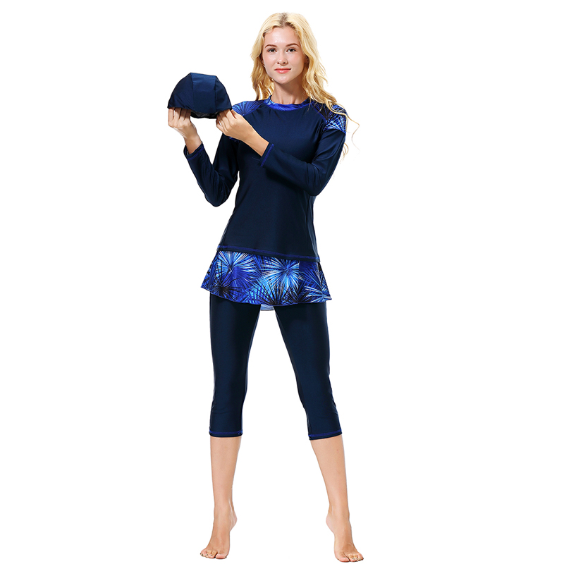 Women&apos;s Islamic clothing Muslim swimsuit lady&apos;s a three-piece suit consists of cap, coat and pant