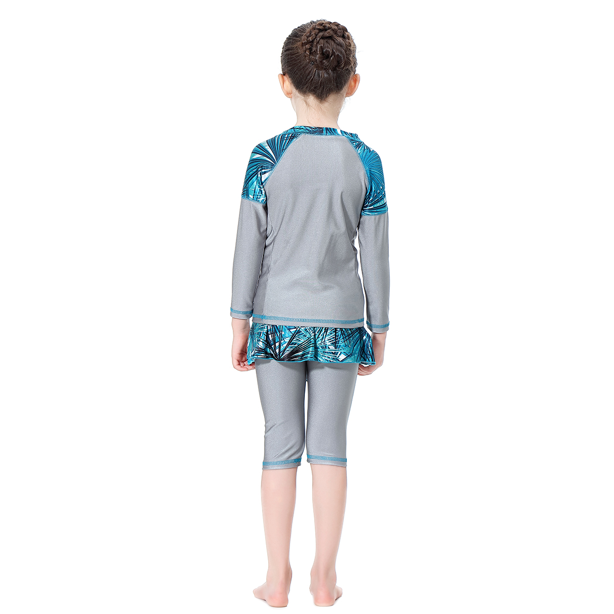 girl&apos;s Islamic clothing swimsuit child&apos;s a three-piece suit consists of cap, coat and pant