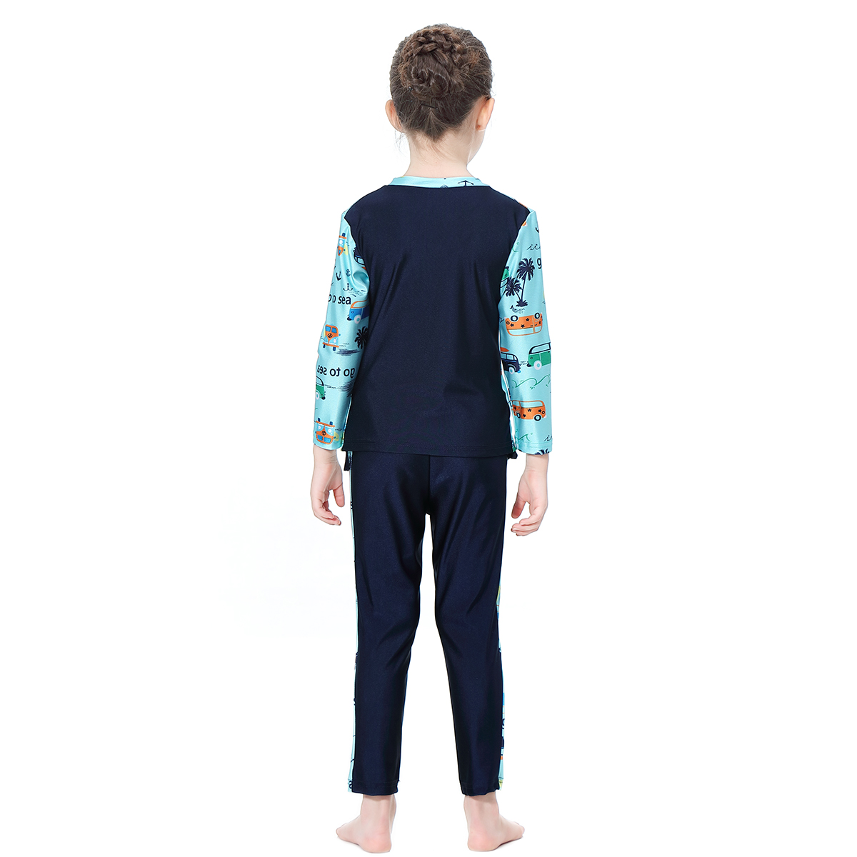 girl&apos;s Islamic clothing Muslim swimsuit child&apos;s a three-piece suit consists of cap, coat and pant