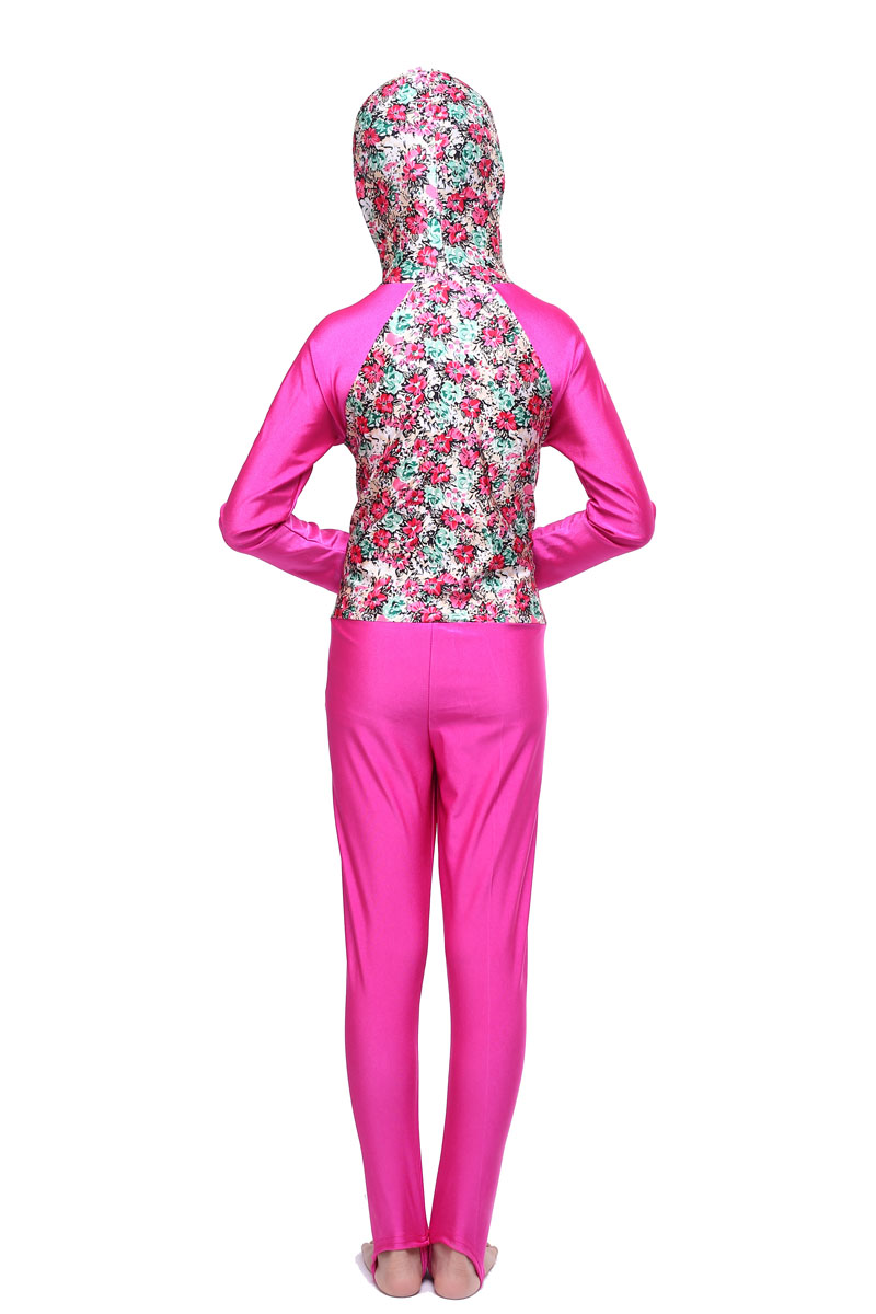 girl&apos;s Islamic Muslim conjoined swimsuit child&apos;s a one-piece suit consists of cap, jacket and pant