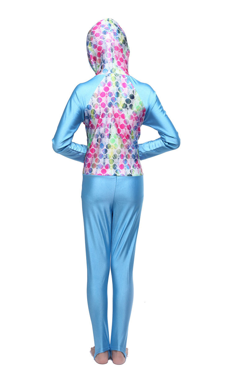 girl&apos;s Islamic Muslim conjoined swimsuit child&apos;s a one-piece suit consists of cap, jacket and pant