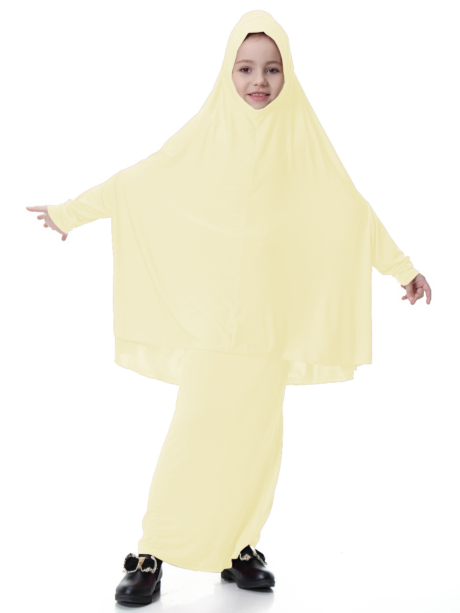 girl&apos;s Islamic Muslim dress child&apos;s two-piece suit of dress and hijab Arab girl&apos;s gown(YMD TH602)
