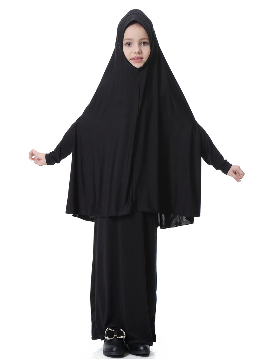 girl&apos;s Islamic Muslim dress child&apos;s two-piece suit of dress and hijab Arab girl&apos;s gown(YMD TH602)