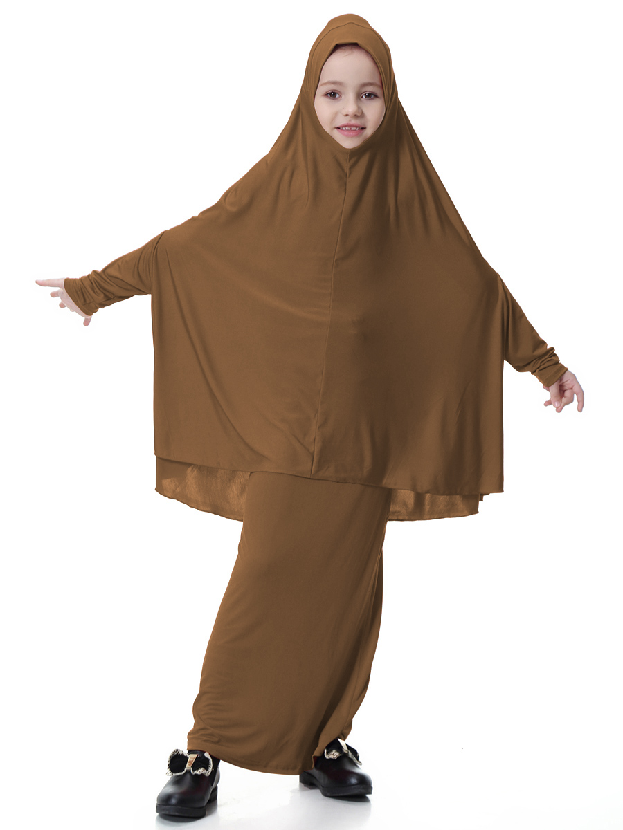 girl&apos;s Islamic Muslim dress child&apos;s two-piece suit of dress and hijab Arab girl&apos;s gown(YMD TH602)