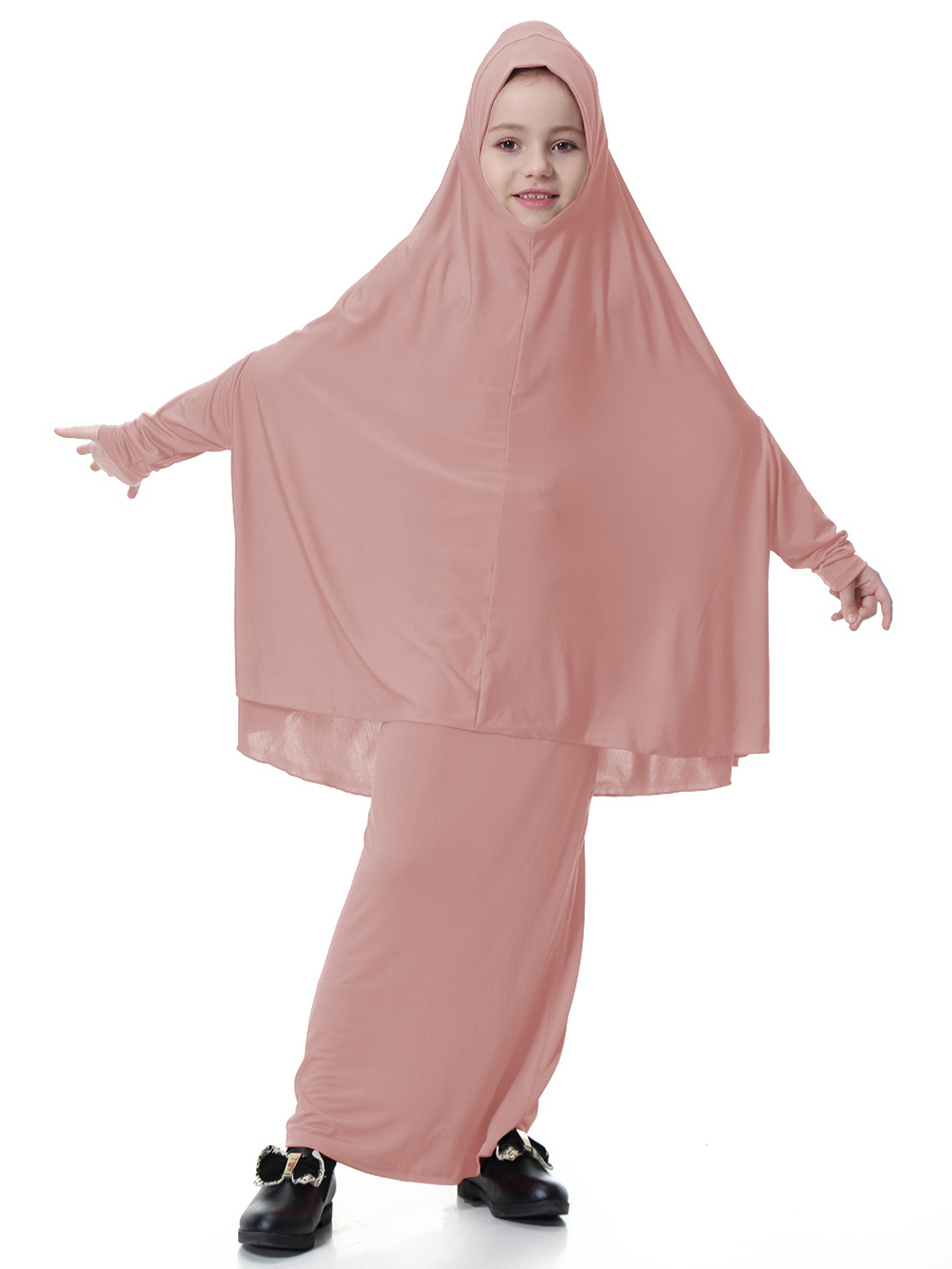girl&apos;s Islamic Muslim dress child&apos;s two-piece suit of dress and hijab Arab girl&apos;s gown(YMD TH602)