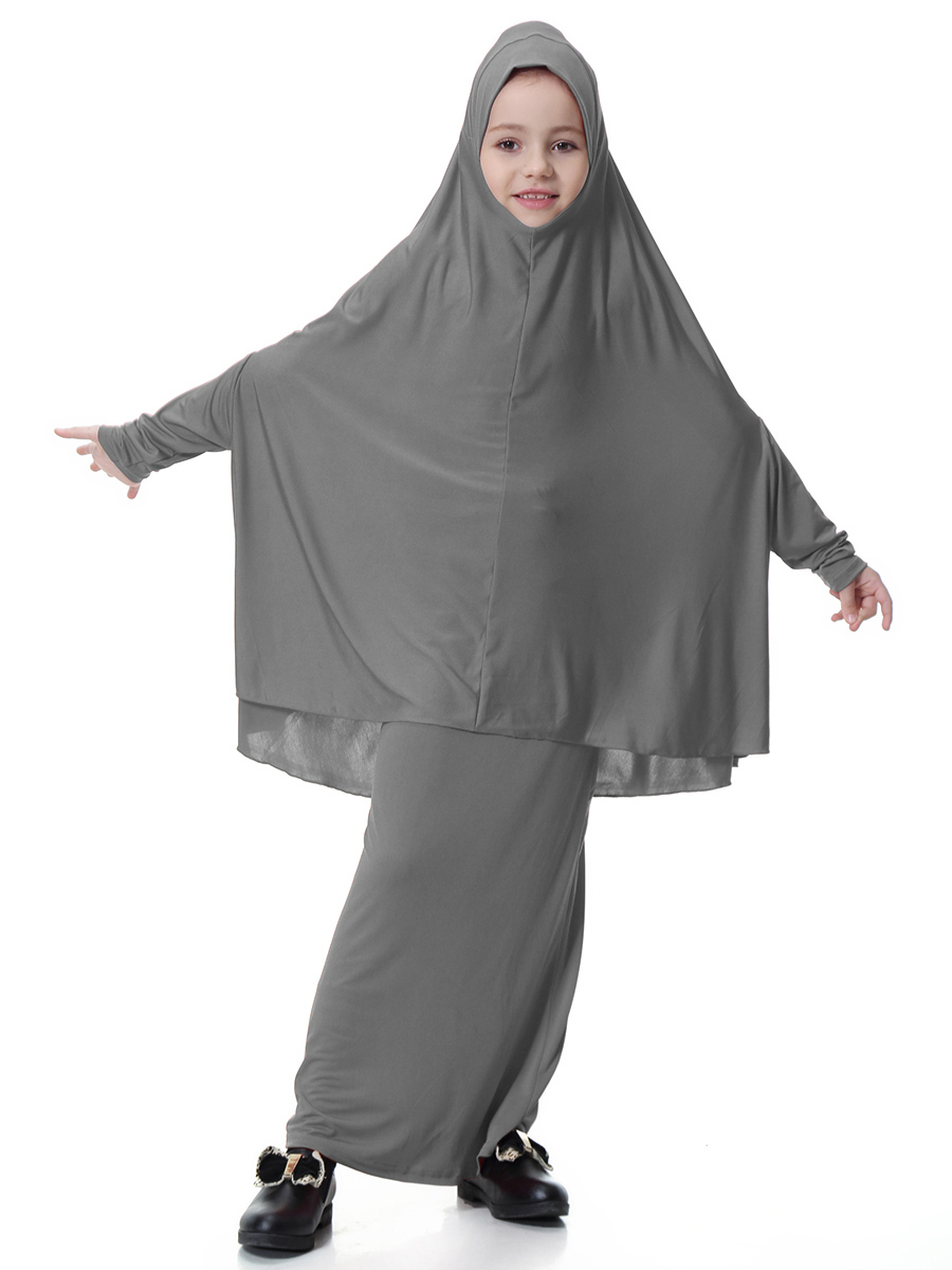 girl&apos;s Islamic Muslim dress child&apos;s two-piece suit of dress and hijab Arab girl&apos;s gown(YMD TH602)