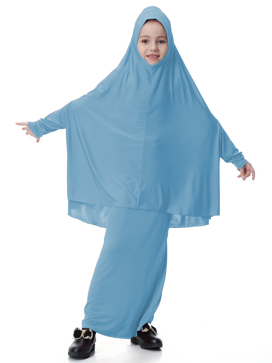 girl&apos;s Islamic Muslim dress child&apos;s two-piece suit of dress and hijab Arab girl&apos;s gown(YMD TH602)