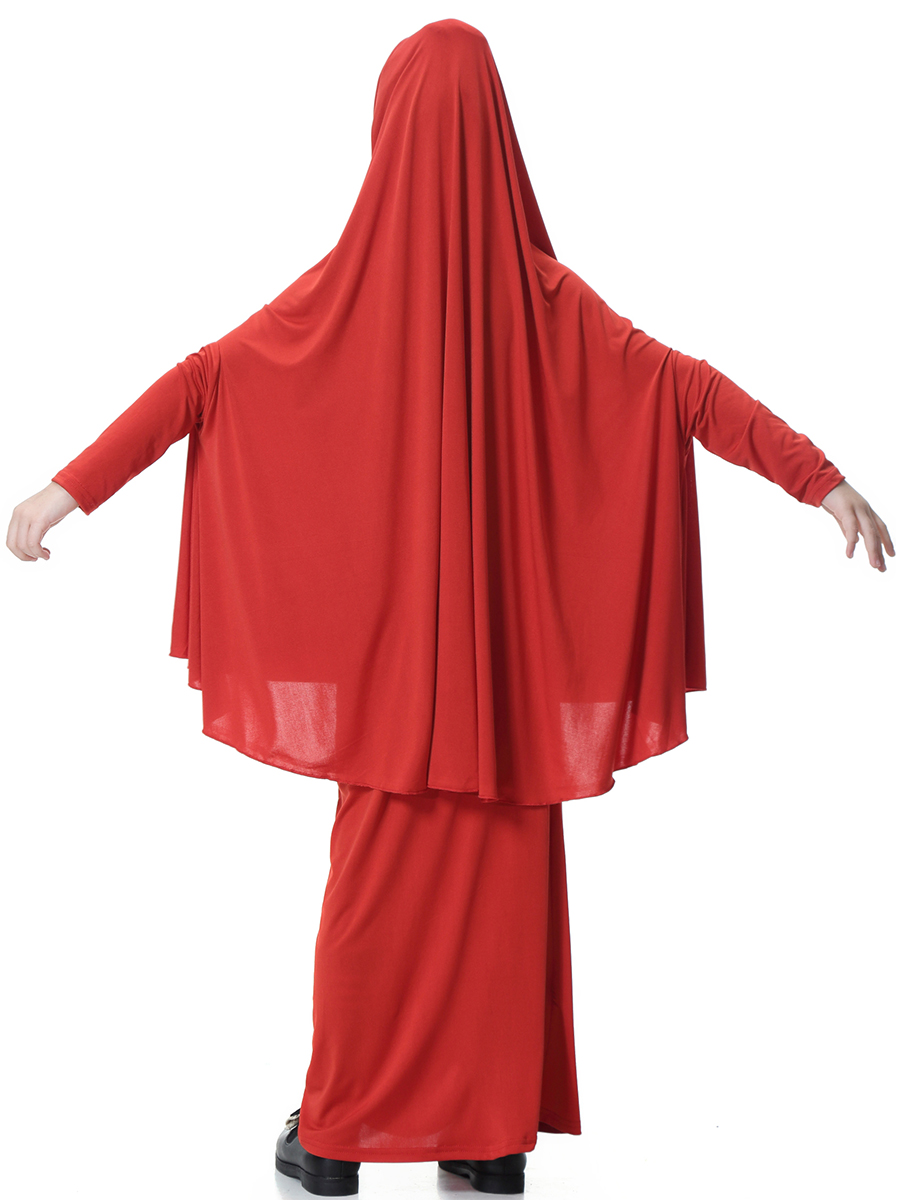 girl&apos;s Islamic Muslim dress child&apos;s two-piece suit of dress and hijab Arab girl&apos;s gown(YMD TH602)