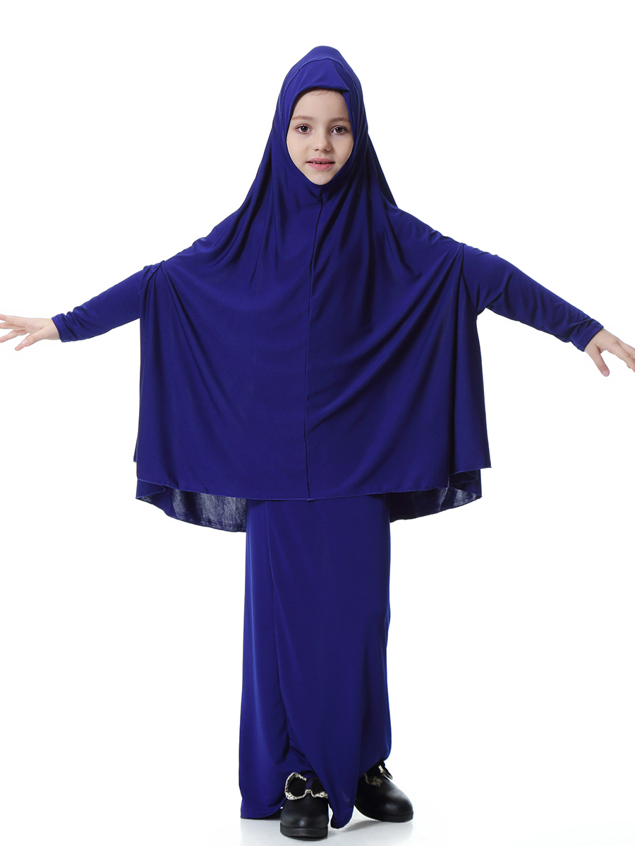 girl&apos;s Islamic Muslim dress child&apos;s two-piece suit of dress and hijab Arab girl&apos;s gown(YMD TH602)