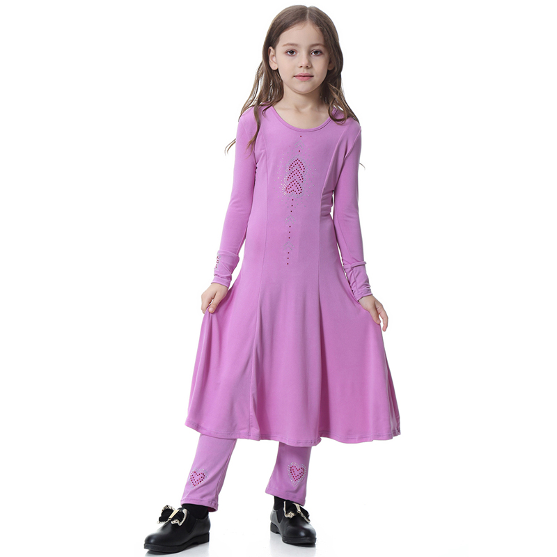 girl's Islamic Muslim dress child's two-piece suit of dress and trouser Muslim Arab gown(YMD TH605)