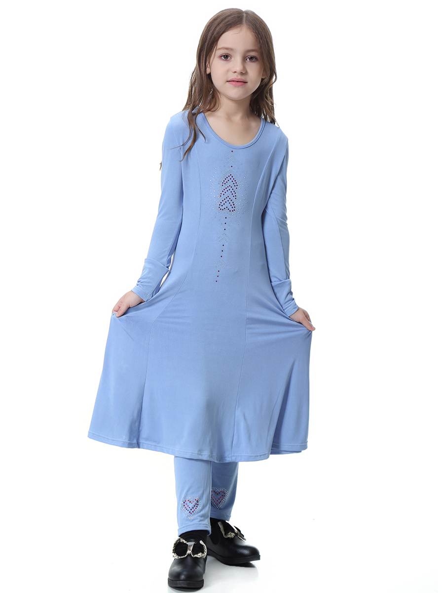 girl's Islamic Muslim dress child's two-piece suit of dress and trouser Muslim Arab gown(YMD TH605)