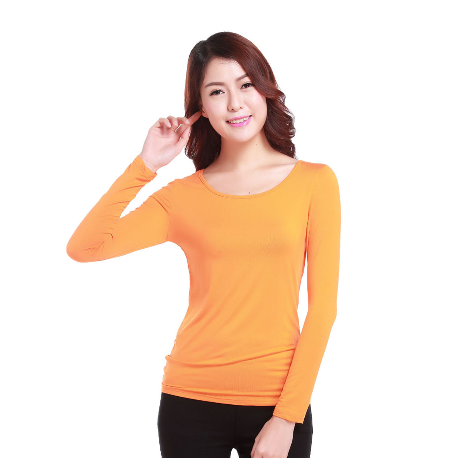 women&apos;s Long-sleeved undercoat lady&apos;s soft bottoming shirt girl&apos;s comfortable shirt(YMD OM406)