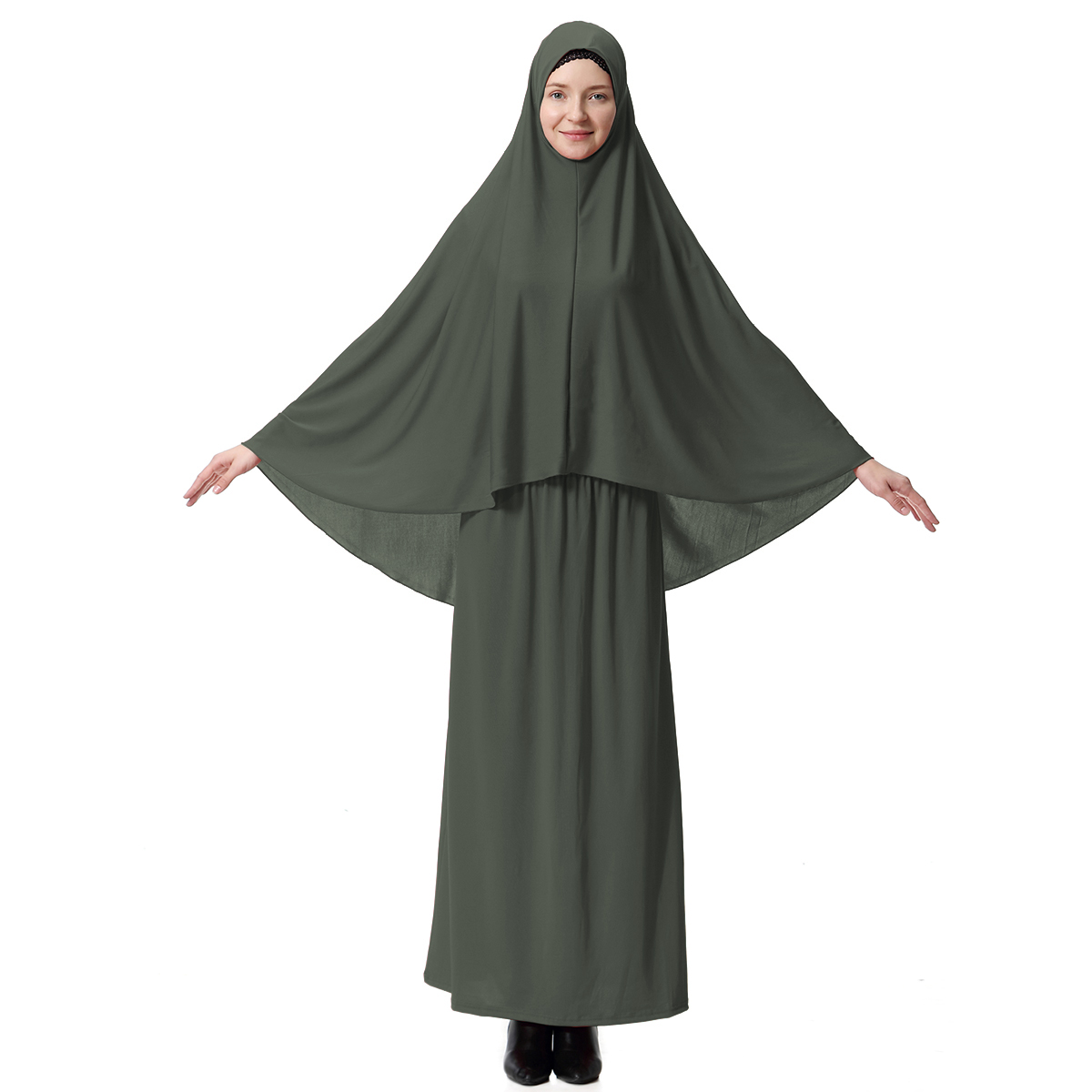 women&apos;s Islamic Abaya dress lady&apos;s A Two-piece suit of hijab and dress Arab women&apos;s gown(YMD T9001)