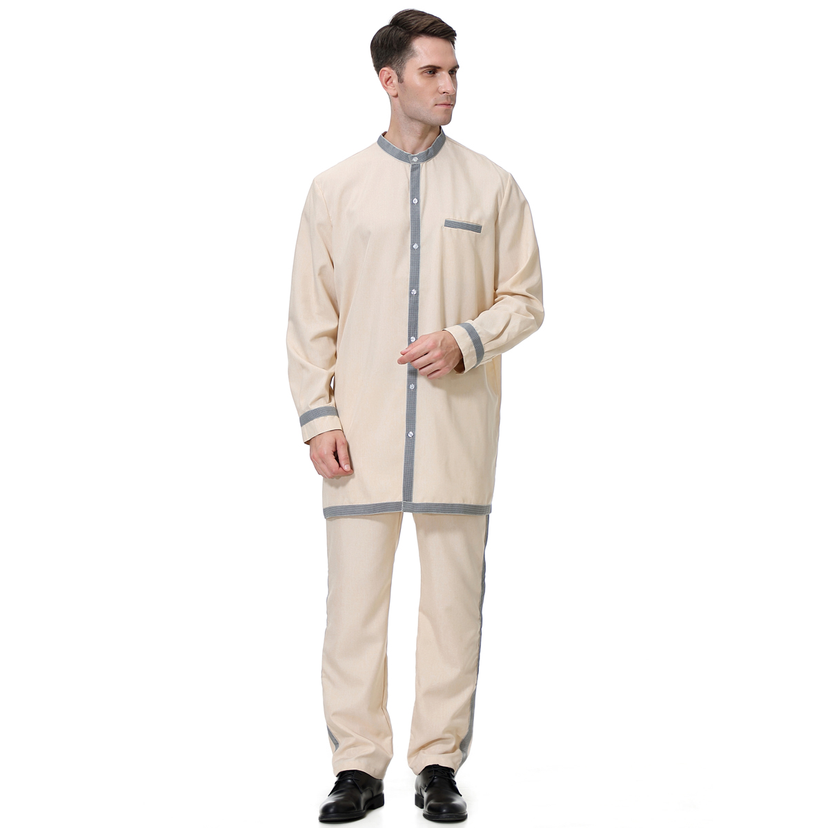 men's Islamic Muslim robe suit men's galabia coordinates Muslim Arab men's two-piece suit(YMD TH812)