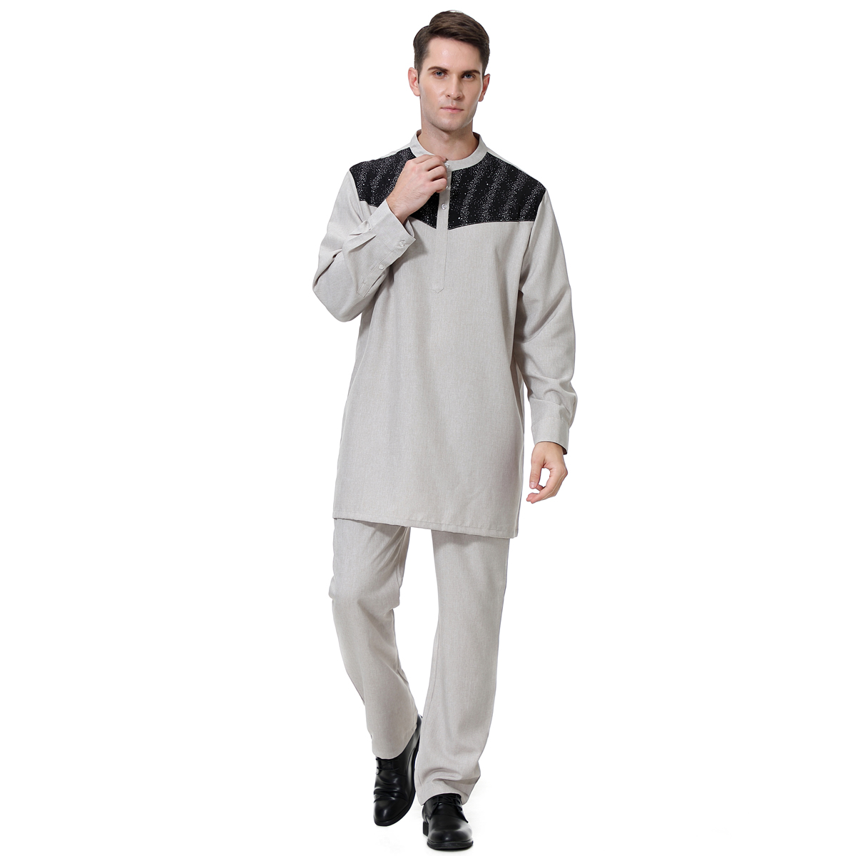 men's Islamic Muslim robe suit men's galabia coordinates Muslim Arab men's two-piece suit(YMD TH813)
