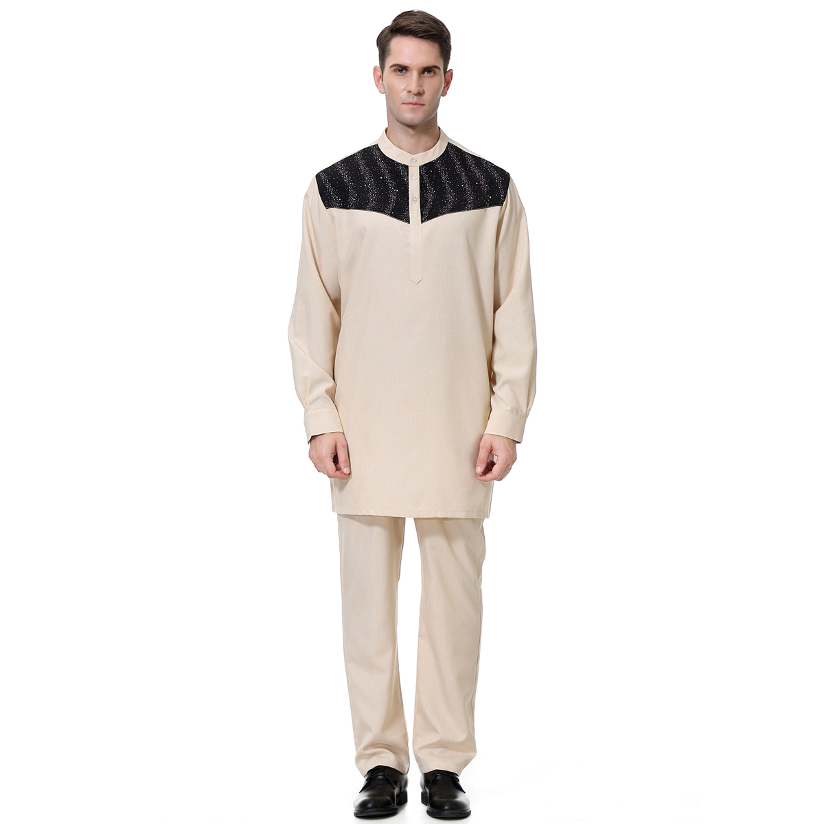 men's Islamic Muslim robe suit men's galabia coordinates Muslim Arab men's two-piece suit(YMD TH813)