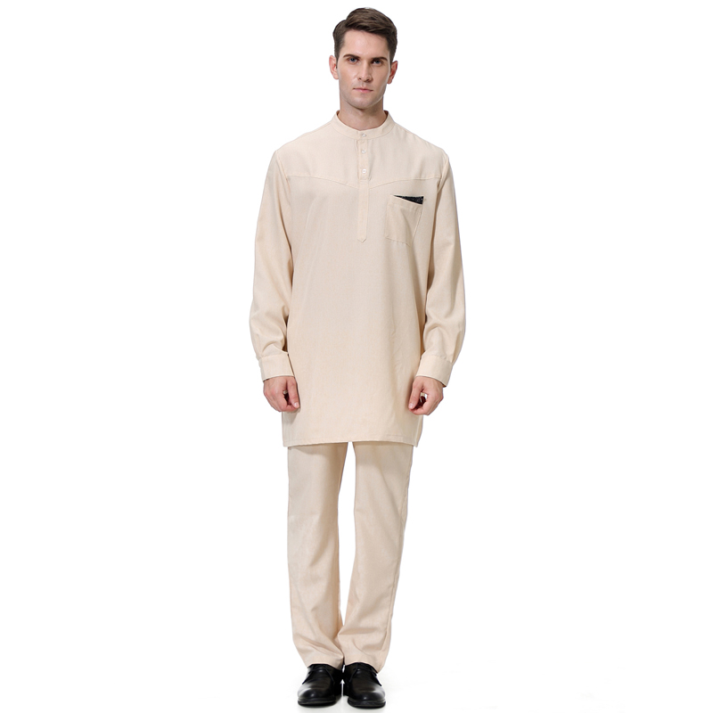 men's Islamic Muslim robe suit men's galabia coordinates Muslim Arab men's two-piece suit(YMD TH814)
