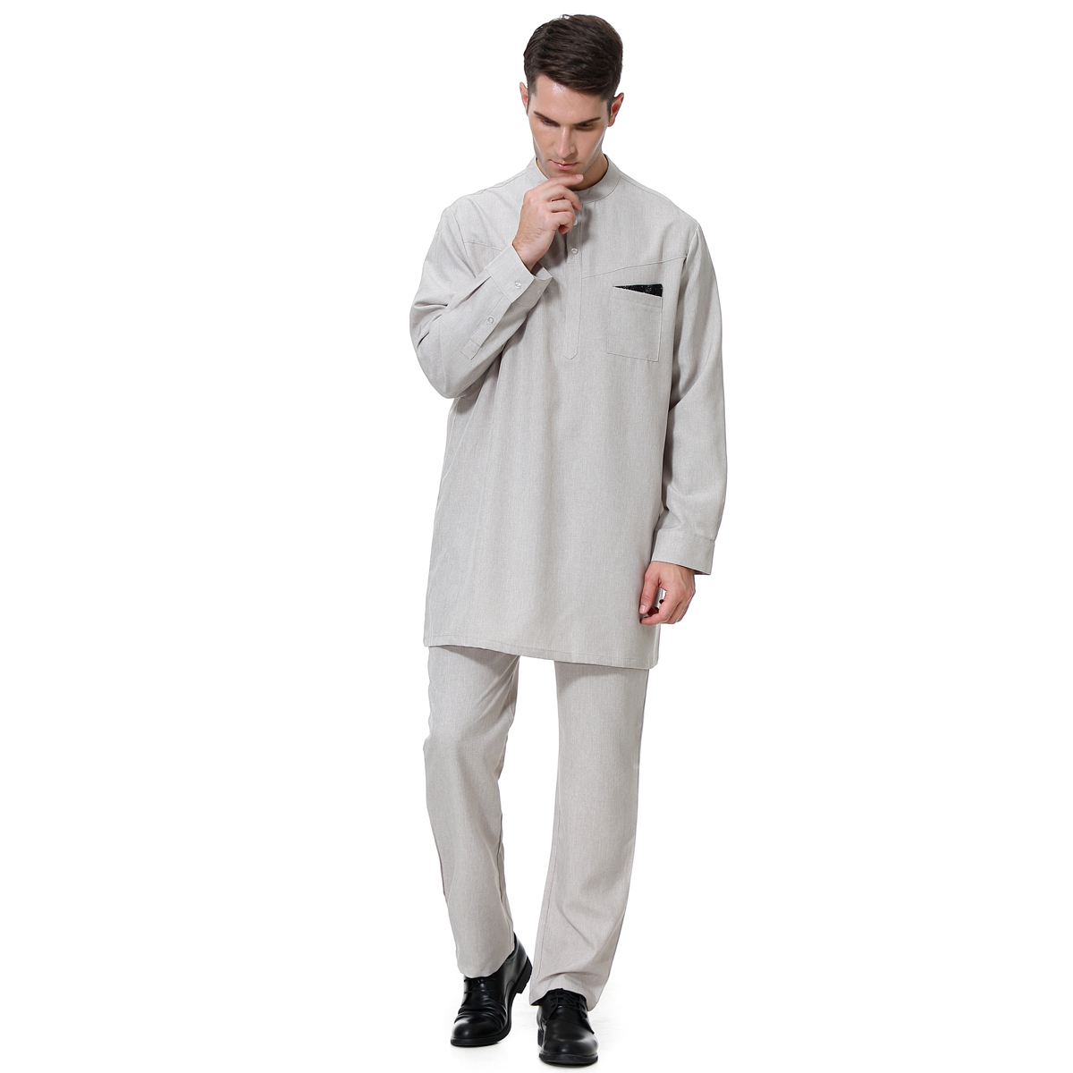 men's Islamic Muslim robe suit men's galabia coordinates Muslim Arab men's two-piece suit(YMD TH814)