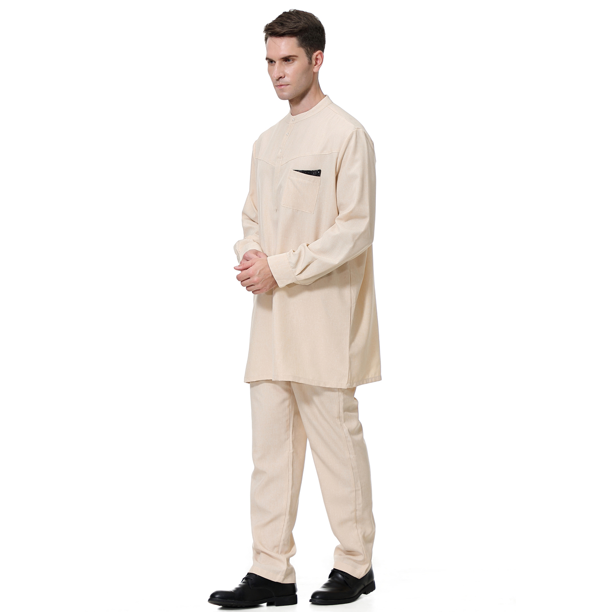 men's Islamic Muslim robe suit men's galabia coordinates Muslim Arab men's two-piece suit(YMD TH814)