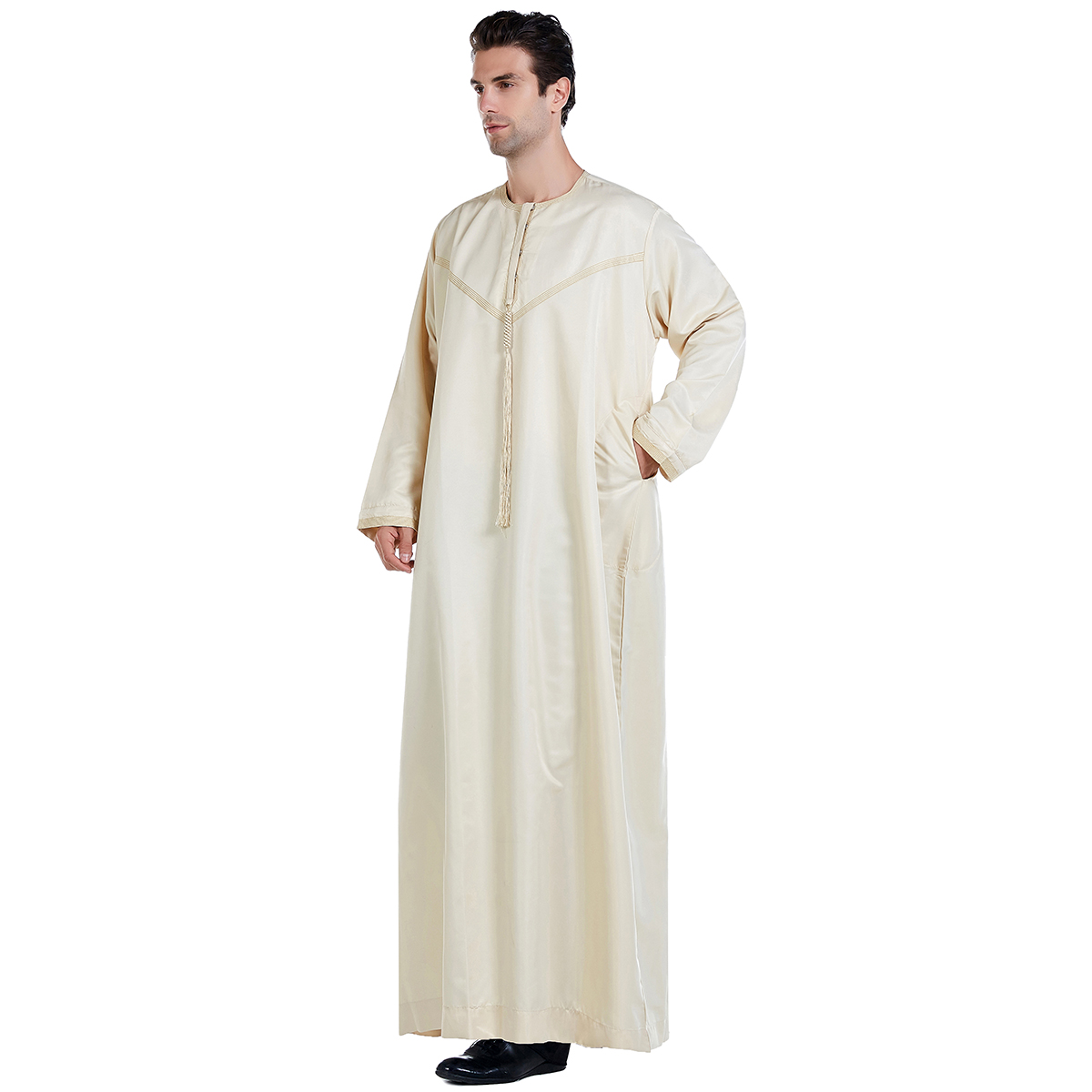men's Islamic long shirt Muslim robe Middle East men's galabia Muslim Arab men's gown(YMD TH816)