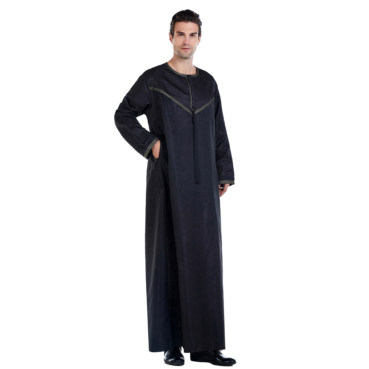 men's Islamic long shirt Muslim robe Middle East men's galabia Muslim Arab men's gown(YMD TH816)