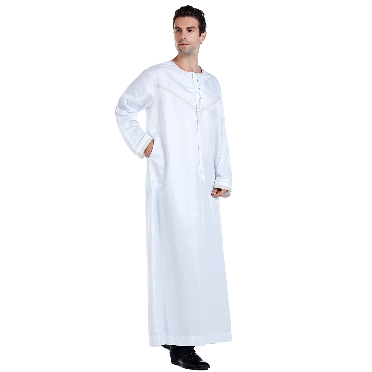 men's Islamic long shirt Muslim robe Middle East men's galabia Muslim Arab men's gown(YMD TH816)