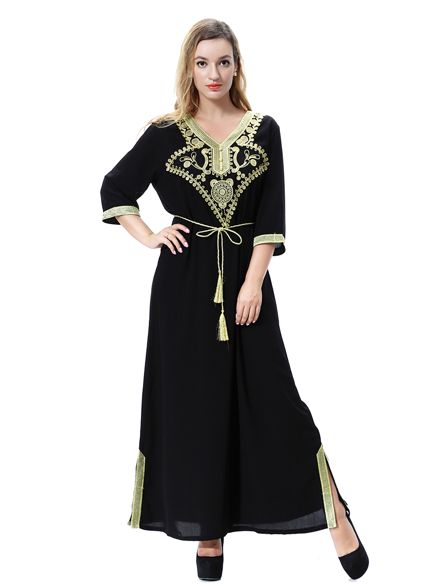 women's Islamic dresses Muslim robe Middle East lady's galabia Muslim Arab women's gown(YMD TH920)