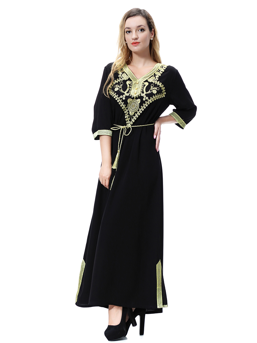 women's Islamic dresses Muslim robe Middle East lady's galabia Muslim Arab women's gown(YMD TH920)