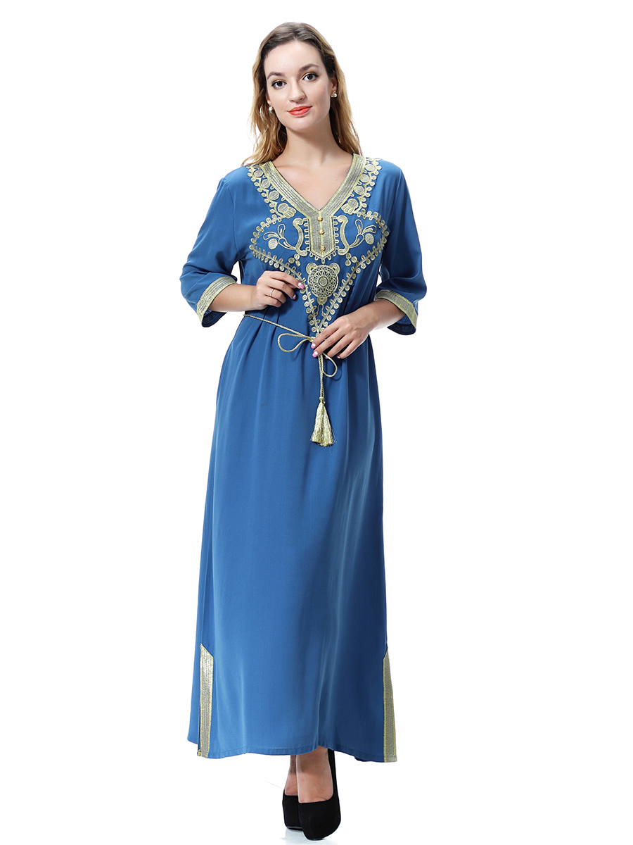 women's Islamic dresses Muslim robe Middle East lady's galabia Muslim Arab women's gown(YMD TH920)