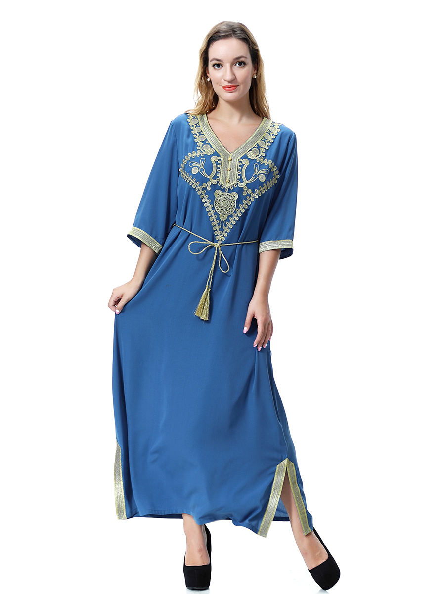 women's Islamic dresses Muslim robe Middle East lady's galabia Muslim Arab women's gown(YMD TH920)
