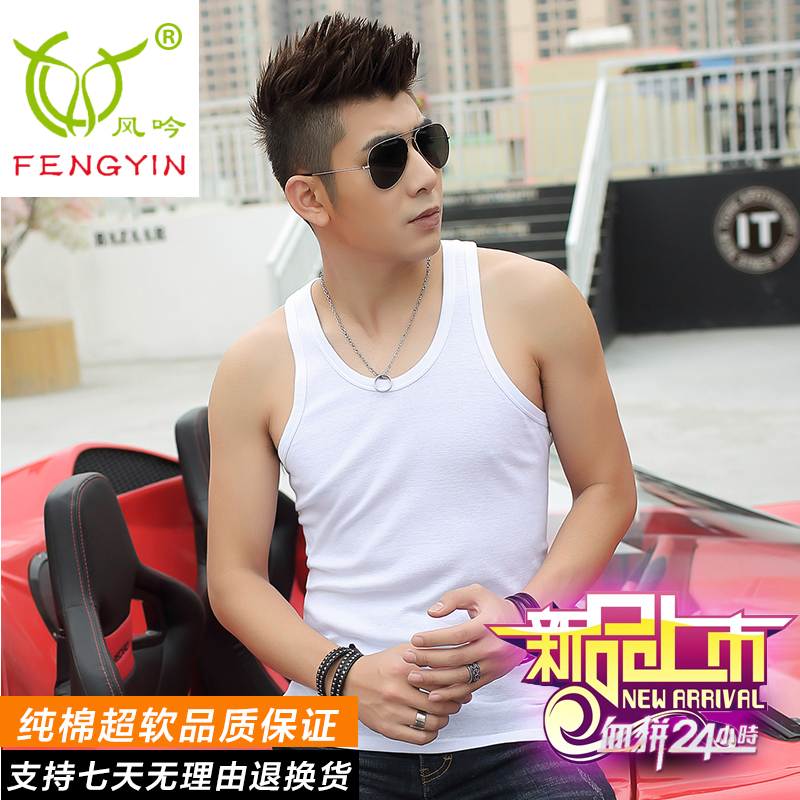Special Price 2 pieces vest men cotton summer slim sports suspenders undershirt