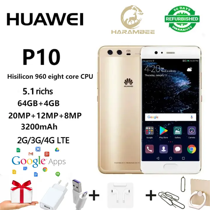 Refurbished  Huawei P10 plus smartphone, take 6 + 64 photos, unlock fingerprint, 4G LTE mobile Phone