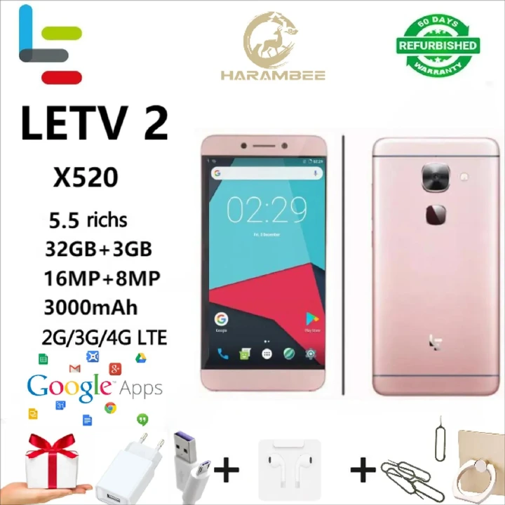 Refurbished Phones 5.5" Letv 2 Le 2 X520  32GB+3GB   16MP+8MP google play Smart Phones Cell Phone 4G LTE Smart Mobile Phones P 3000mAh Android
